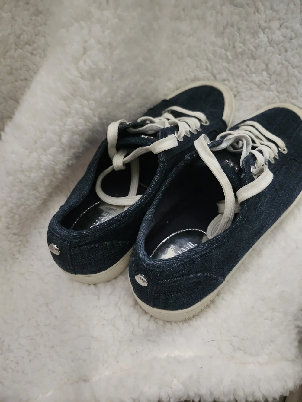 Michael Kors Dark Blue Denim Sneakers with Cream Accents